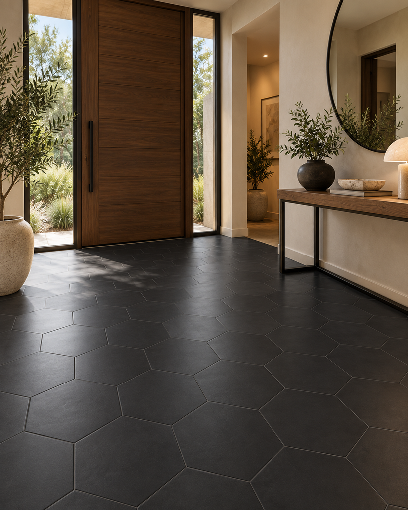 AZULEJO OPAL BLACK HEXAGONAL 28X33 (PORCELANICO)