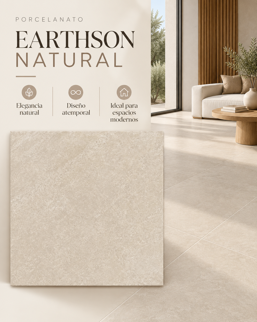 AZULEJO EARTHSON NATURAL 60X60 PORCELANICO(POR CAJA)