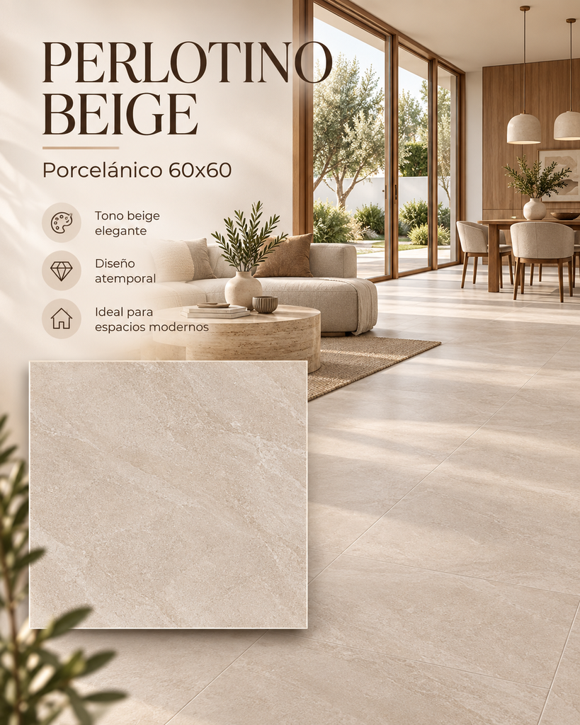 AZULEJO PERLOTINO BEIGE 60X60 PORCELANICO(POR CAJA)